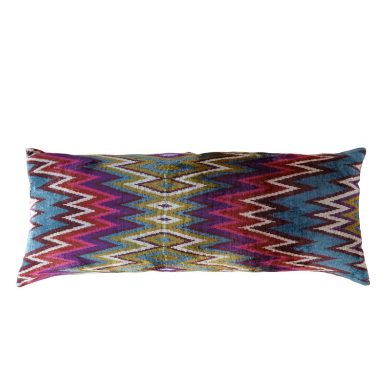 Velvet Zig Zag Ikat Bolster Xl Cushion image