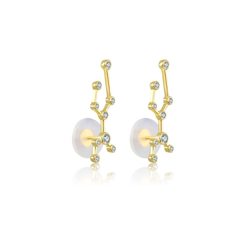 Virgo Zodiac Constellation Earring 18K Yellow Gold & Diamond image