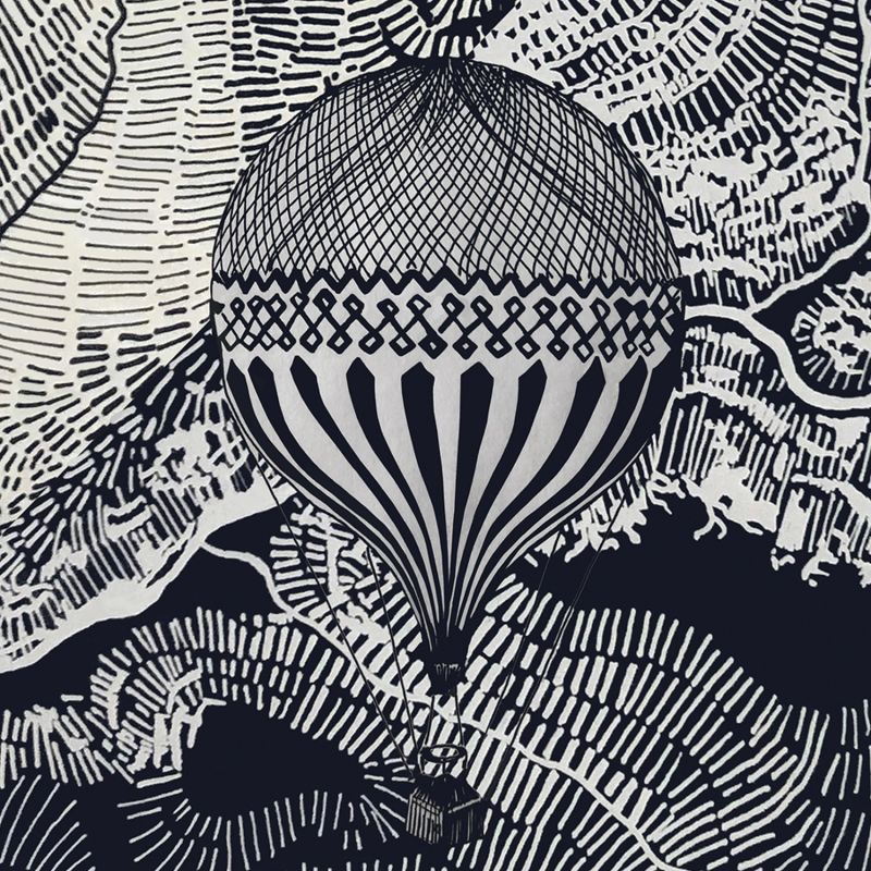 The Dreamer Illustration Art Print: Air Balloon Adventures In The Sky image