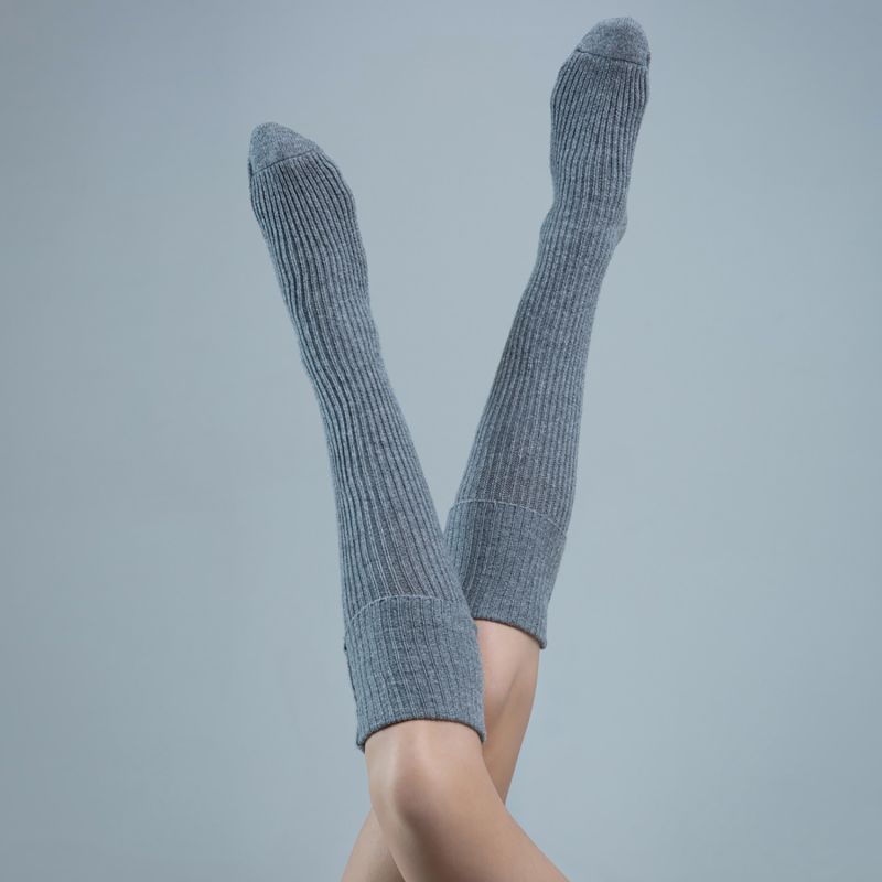 Cashmere Wool Long Socks - Grey image