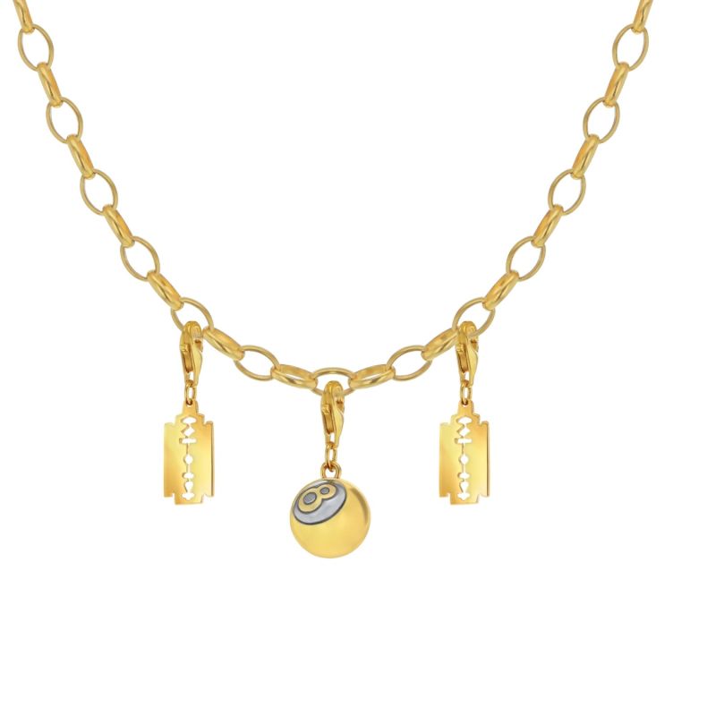 Belcher Charm Necklace Cast In Sterling Silver & 18Kt Gold Plated image