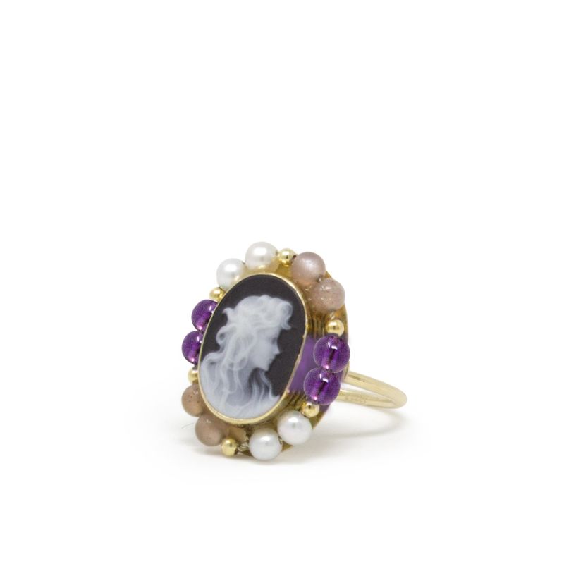 Little Lovelies Gold-Plated Black Cameo Ring image