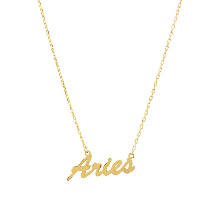 Zodiac Star Sign Name Necklace Gold Aries image