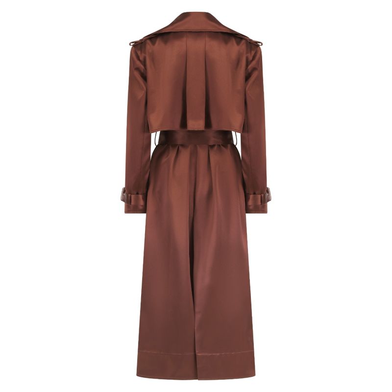 Maryam Brown Belted Satin Trench Coat image