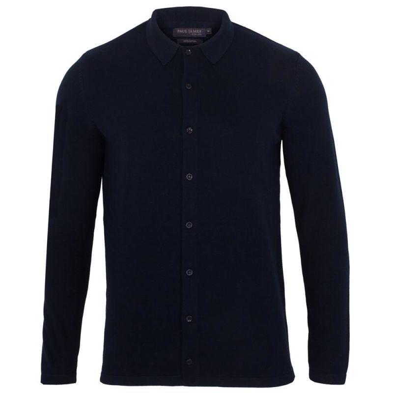 Mens Cotton Arthur Knitted Shirt - Navy image