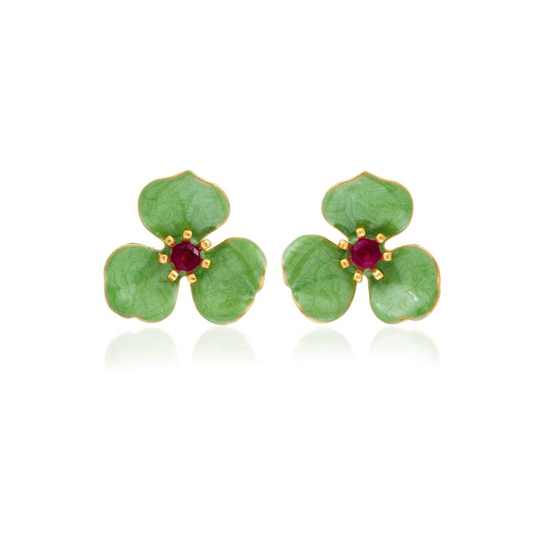 Light Green Petal Flower Earrings image