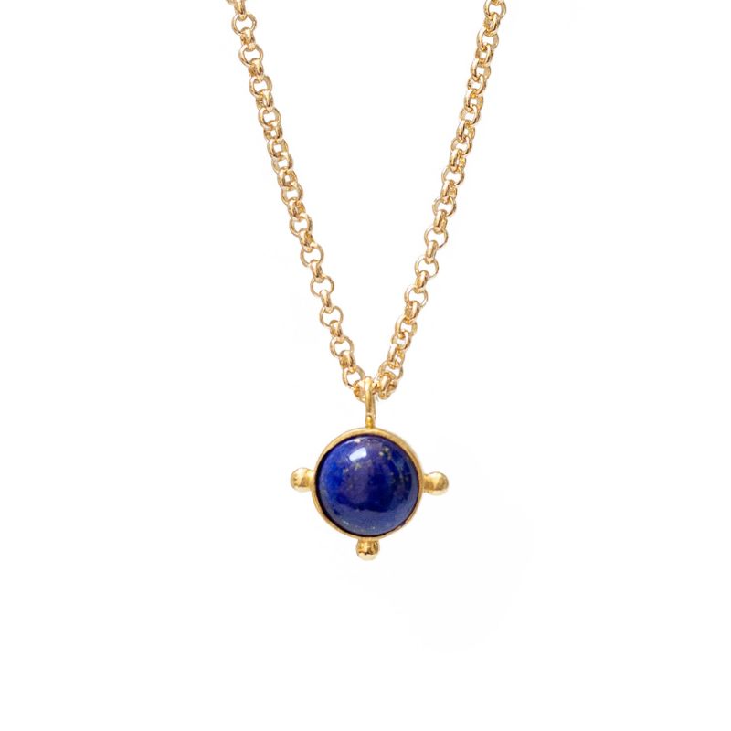 Wheel Of Fortune Lapis Lazuli Pendant On Baby Belcher Chain image