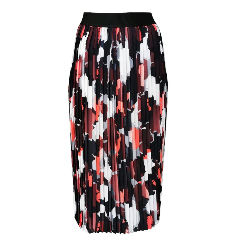 Abstract Camo Print Midi Pleated Skirt image