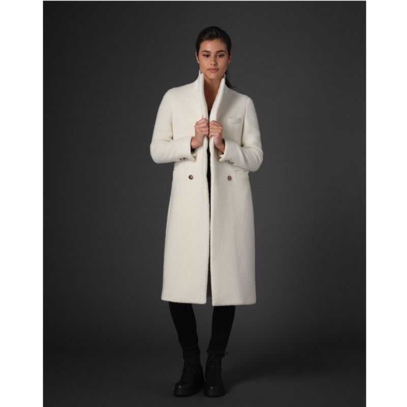 White Alpaca Double Breasted Coat image