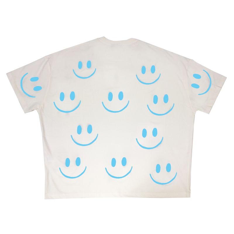 White Blue Smiley Face Tee image