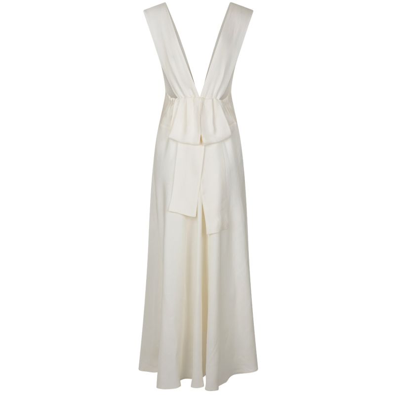 White Bow Back Linen Maxi Dress image