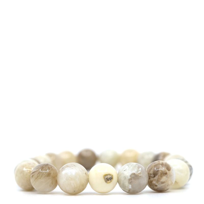 White Coral, Moonstone & Diamonds Beaded Bracelet image