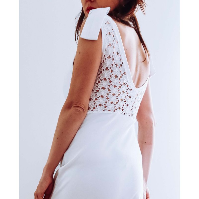 White Lace Back Cotton Maxi Dress image