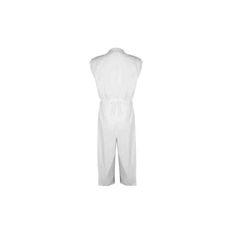 White Linen Button Up Jumpsuit image