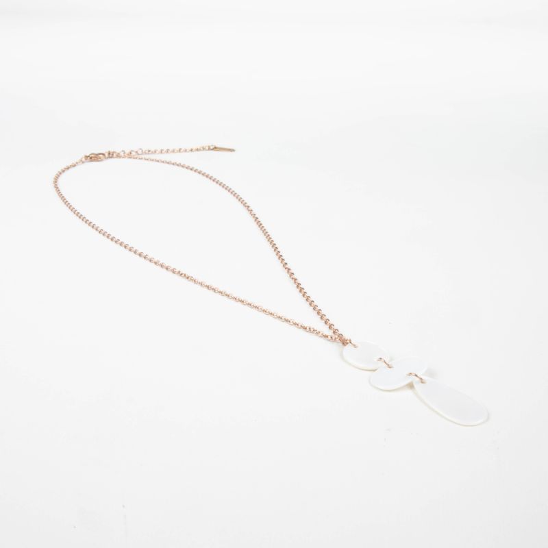 White Mother-Of-Pearl Raindrop Necklace With Rose Gold Chain image