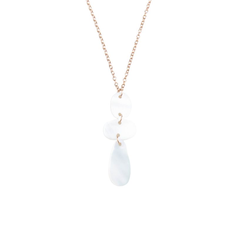 White Mother-Of-Pearl Raindrop Necklace With Rose Gold Chain image