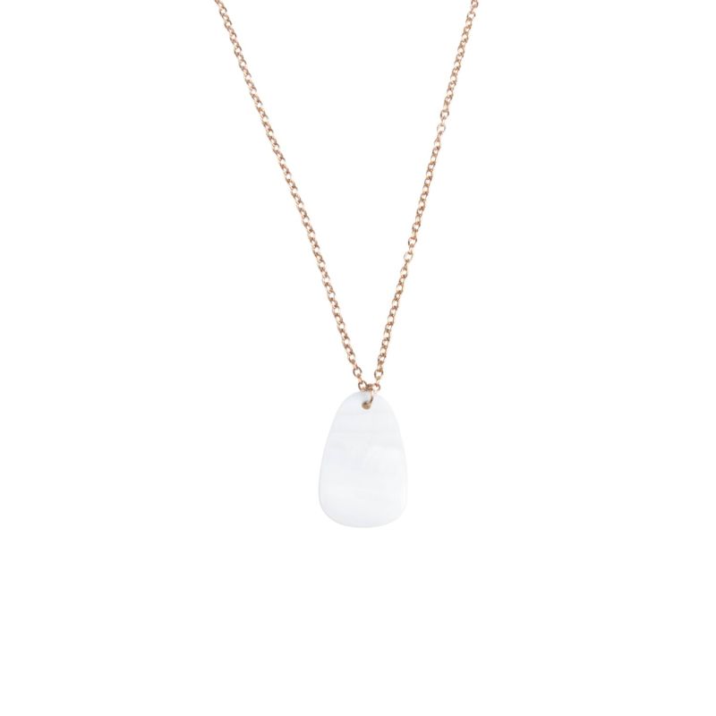 White Mother-Of-Pearl Trapezoid Necklace With Rose Gold Chain image