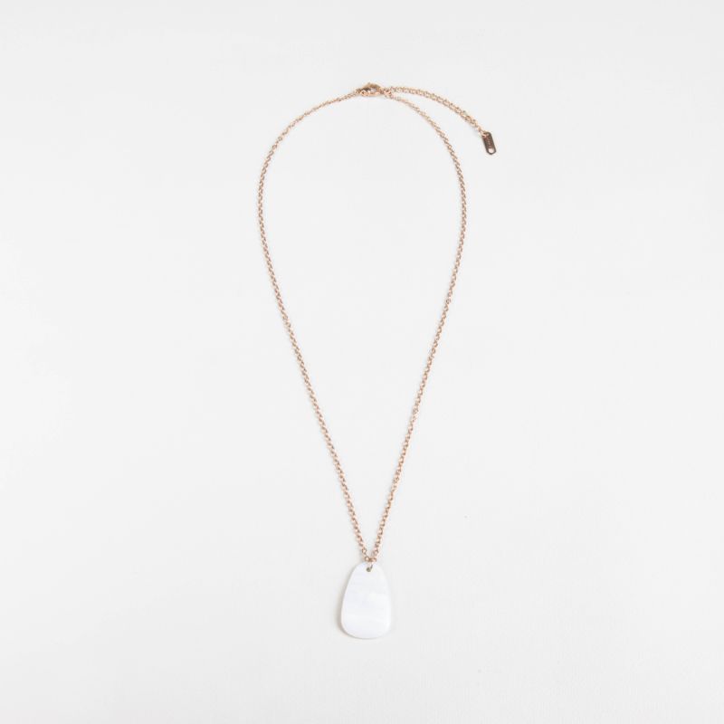 White Mother-Of-Pearl Trapezoid Necklace With Rose Gold Chain image