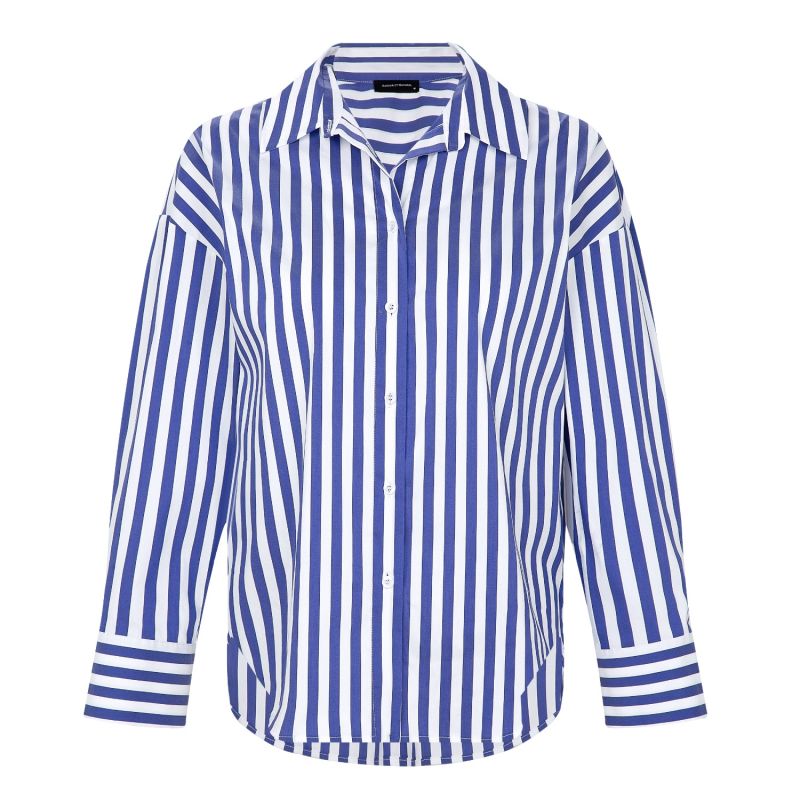 White Thick Stripe Oversize Shirt image