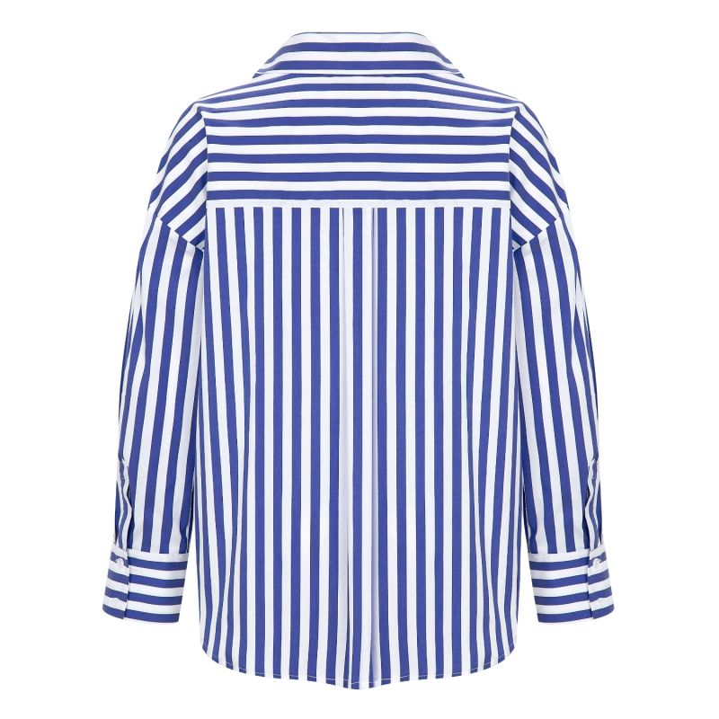 White Thick Stripe Oversize Shirt image