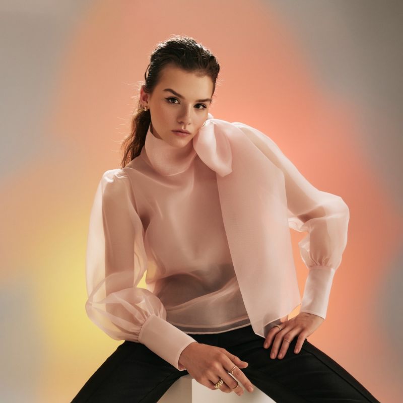 Sheer Pink Organza Silk Blouse image