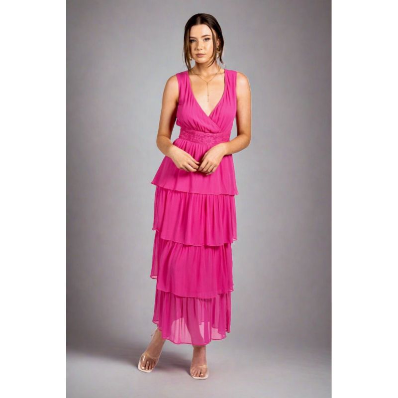 Hot Pink Layered Maxi Dress - Allure image