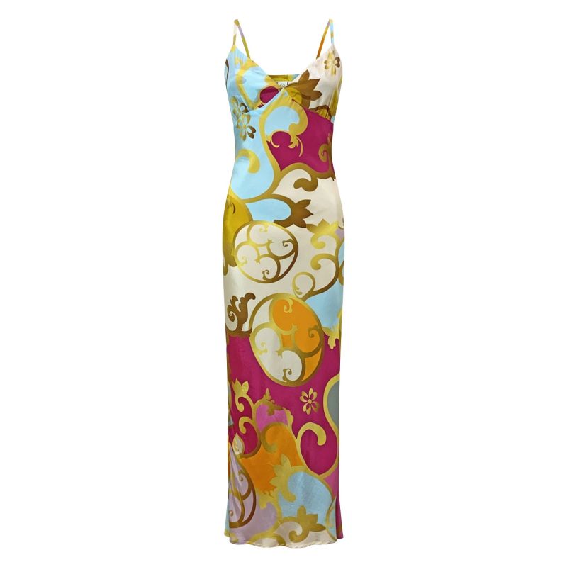 Printed Silky Bias Maxi Dress - Glamour image