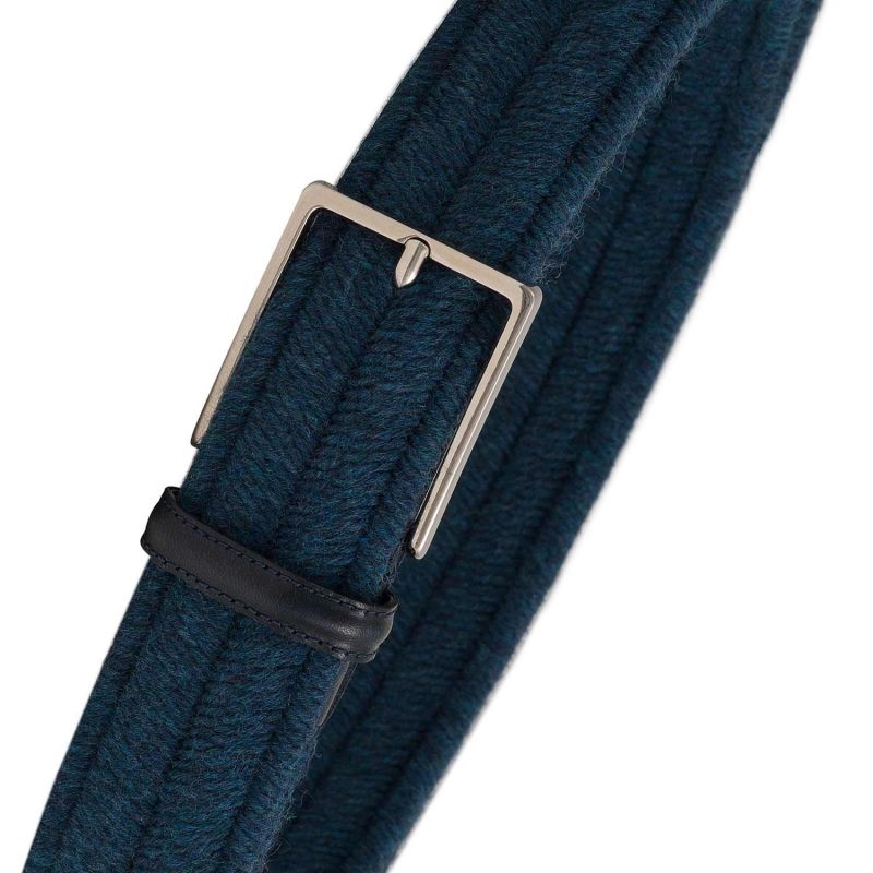 Elastic Braided Wool Belt Blue Fabrizio image