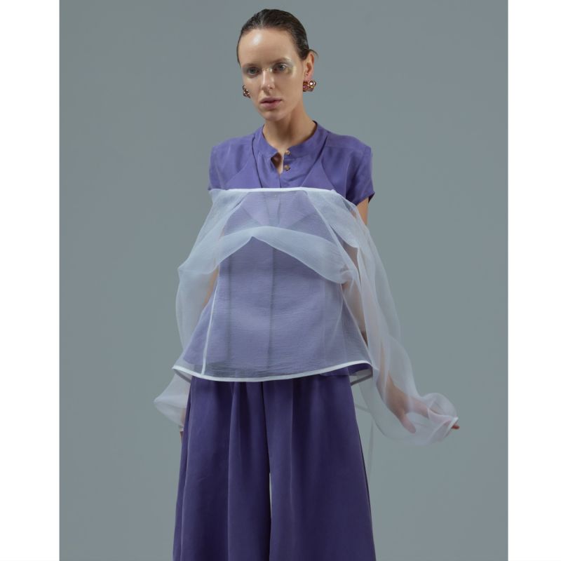 Wide Cupro Culottes With Elastic Waist Violet image