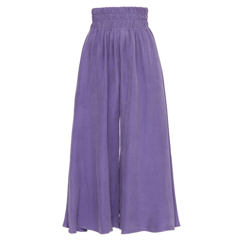 Wide Cupro Culottes With Elastic Waist Violet image