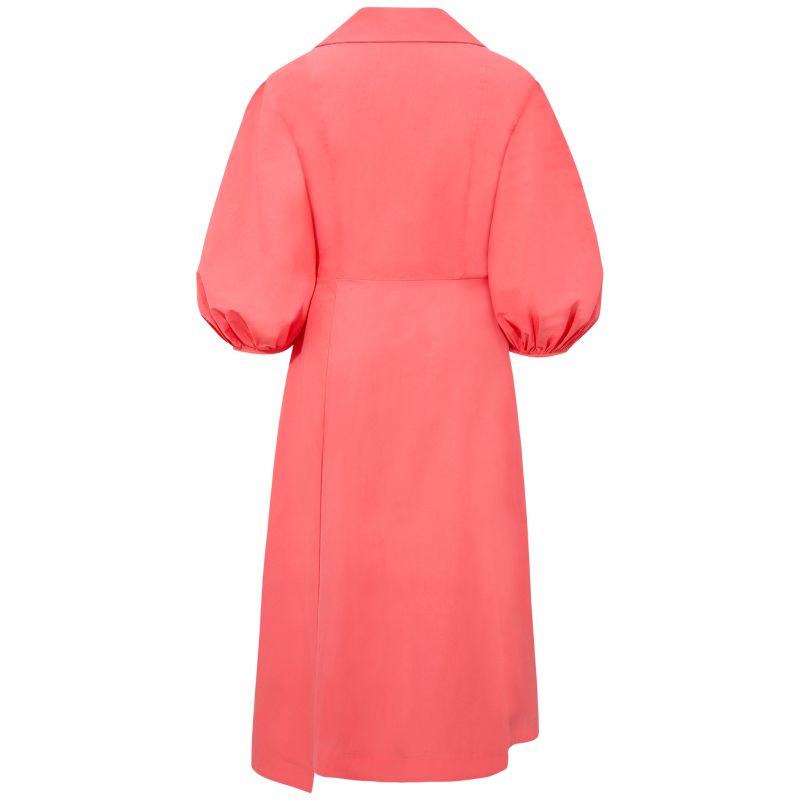 Wide Lapel Asymmetric Cotton Dress / Rouge Pink image