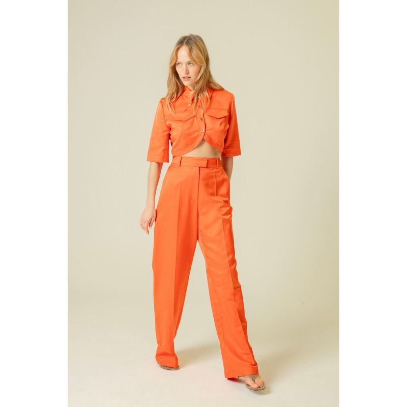 Wide Leg Comfort Fit Coral Trousers image