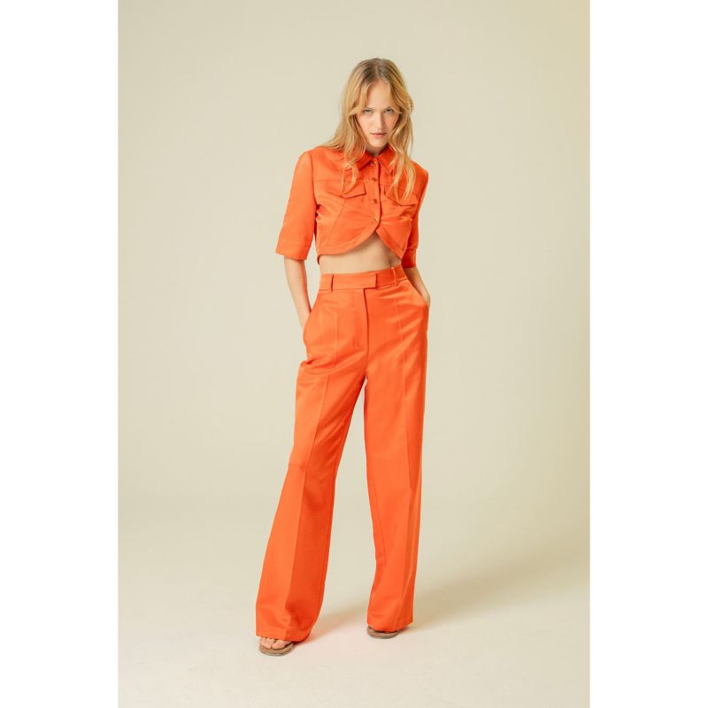 Wide Leg Comfort Fit Coral Trousers image