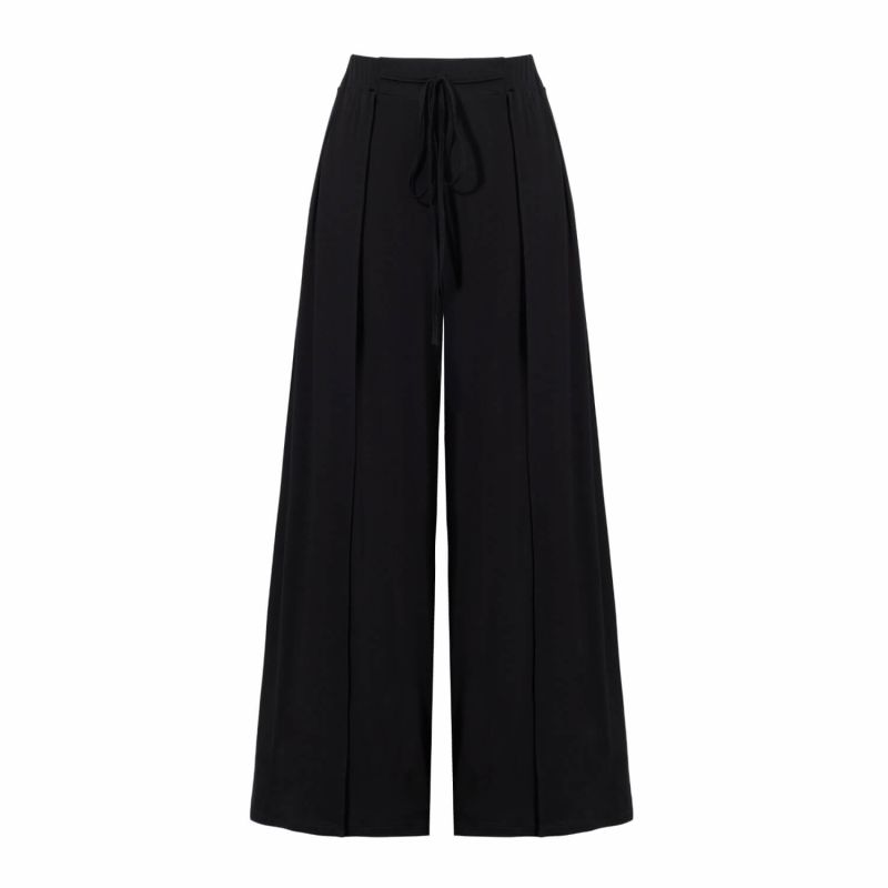 Wide-Leg Slit Flare Black Pants image