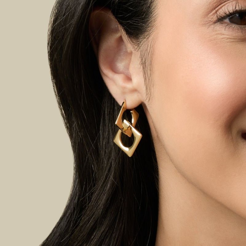 Wild & Free Earrings - Sterling Silver Geometric Link Dangle & Drop Earrings image