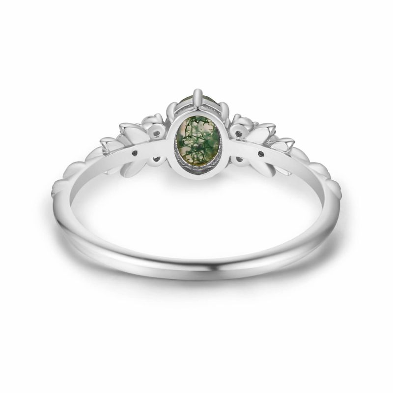 Wildflower Moss Agate Ring Solid White Gold image