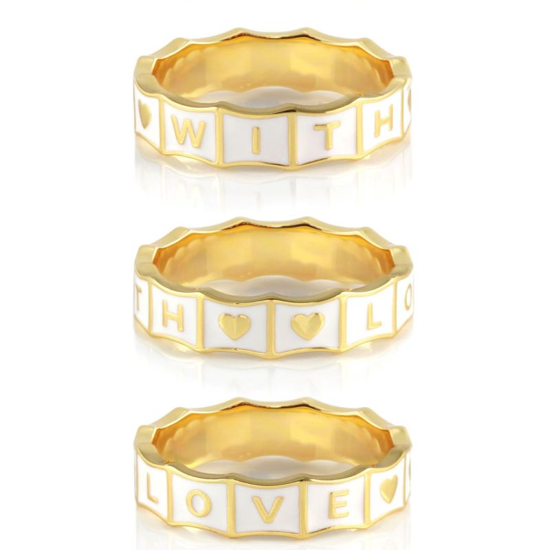 With Love Enamel Ring Gold Vermeil Black image