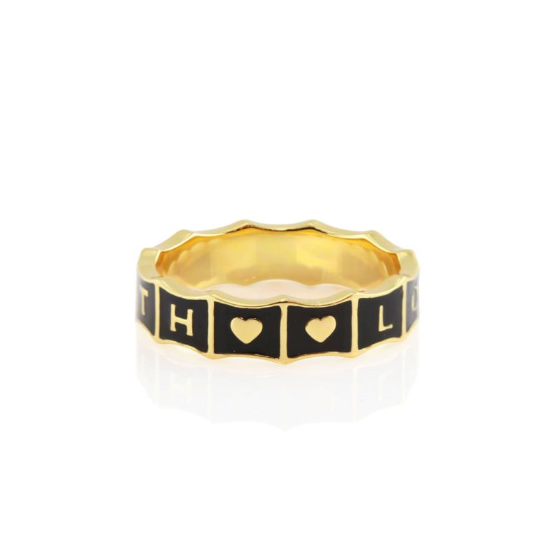 With Love Enamel Ring Gold Vermeil Black image