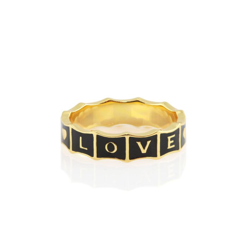 With Love Enamel Ring Gold Vermeil White image