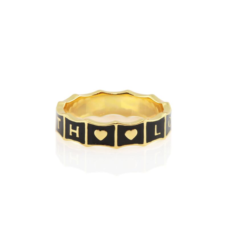 With Love Enamel Ring Gold Vermeil White image