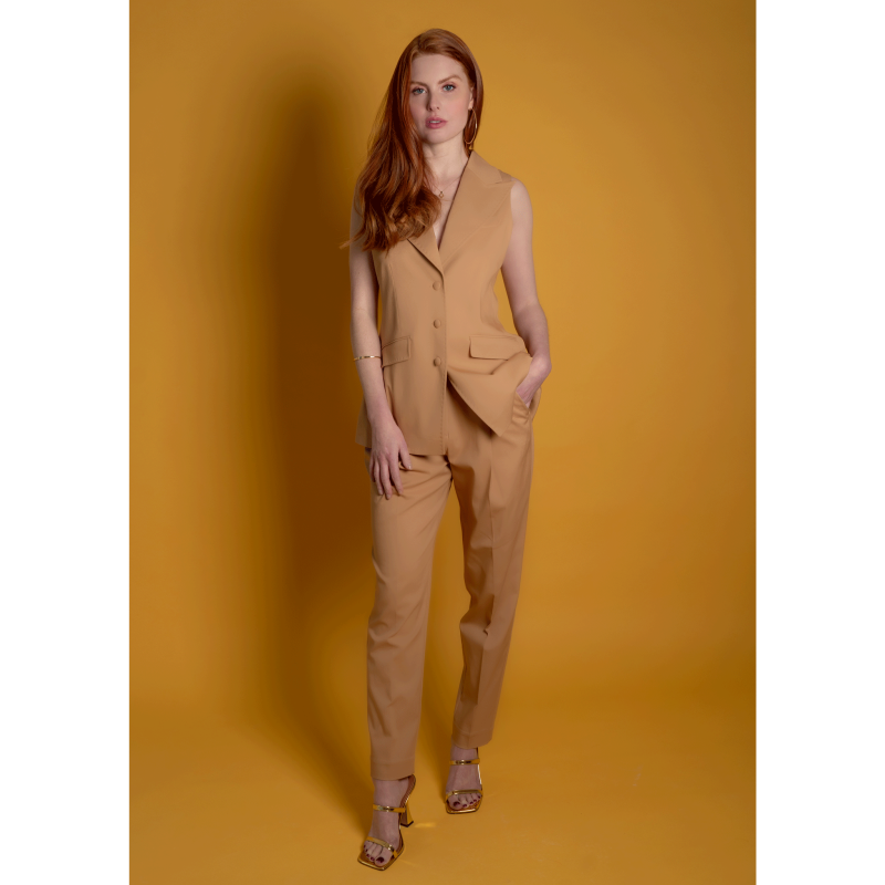 Tailored Cotton Trouser - Brown image