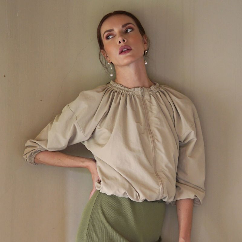 Norma Recycled Ruffle Jacket In Beige image
