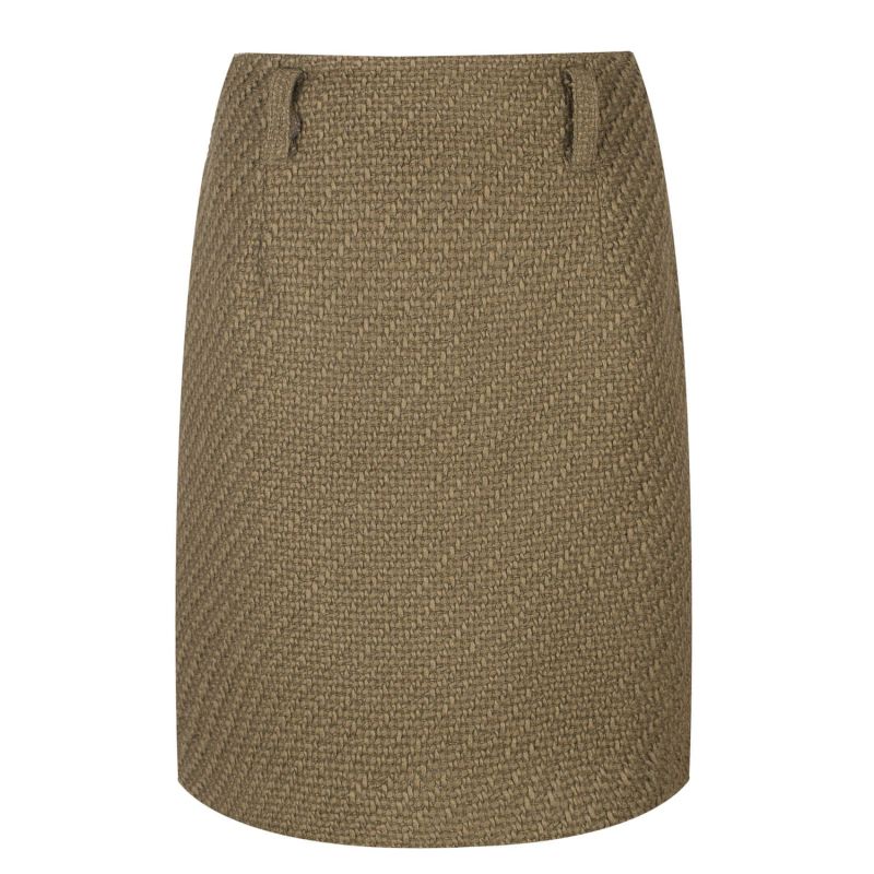 Olive Jacquard Wool Coat Fabric Mini Skirt image