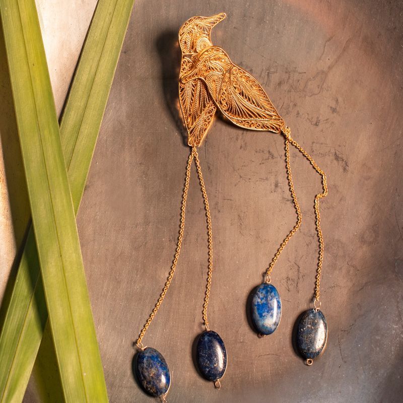 Tropicalia Golden Toh Bird With Lapis Lazuli image