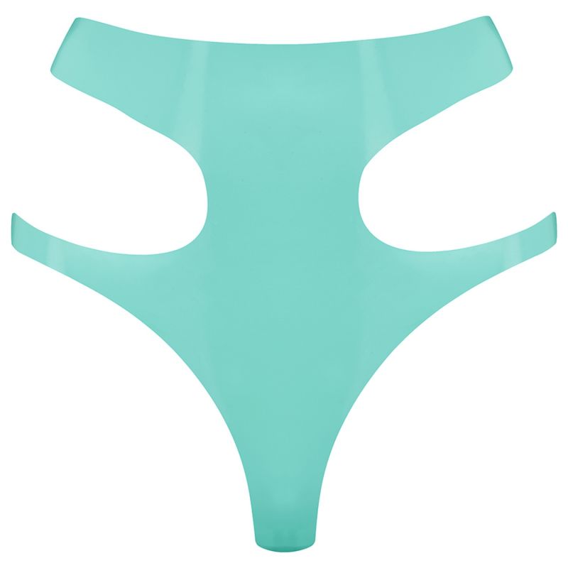 Latex Cut Out Thong - Jade Green image