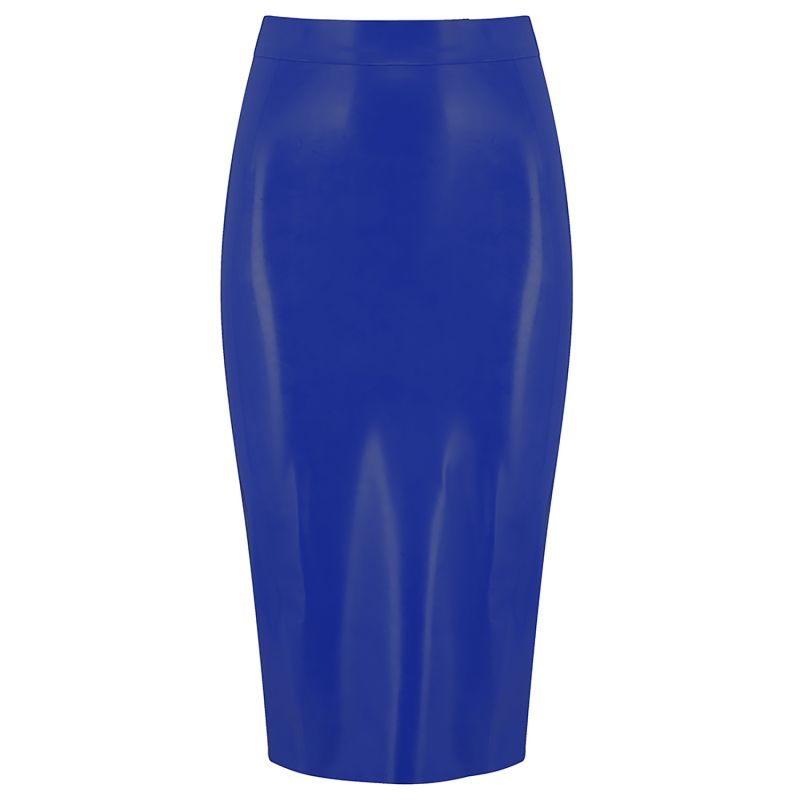 Latex Midi Skirt - Blue image