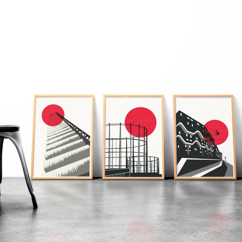 Blood Moon London Abstract Art Print Set image