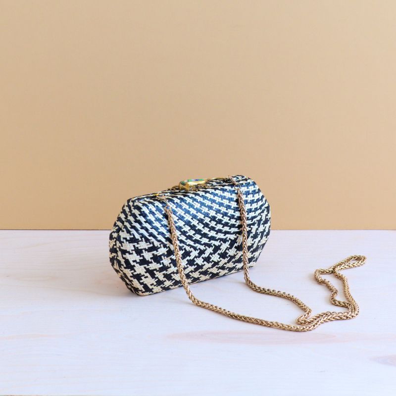 Black Houndstooth Clutch - Handwoven Clutch image