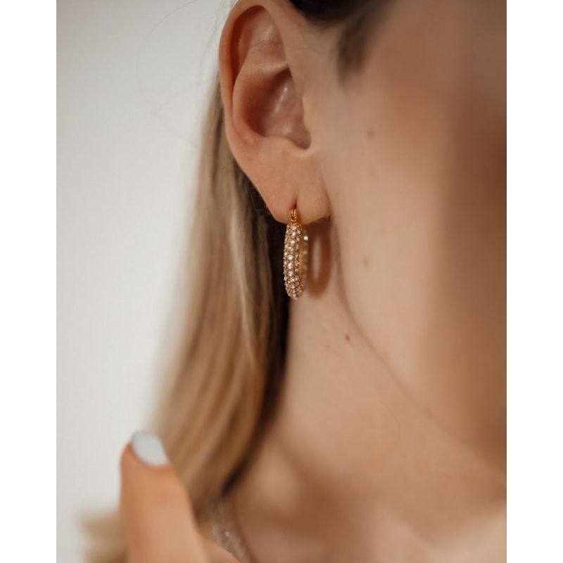 Ayla Micro Inlaid Diamond Hoop Earrings image