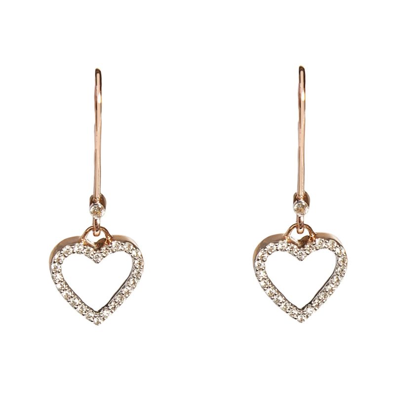 Heart To Heart Rose Gold Dangly Earrings image